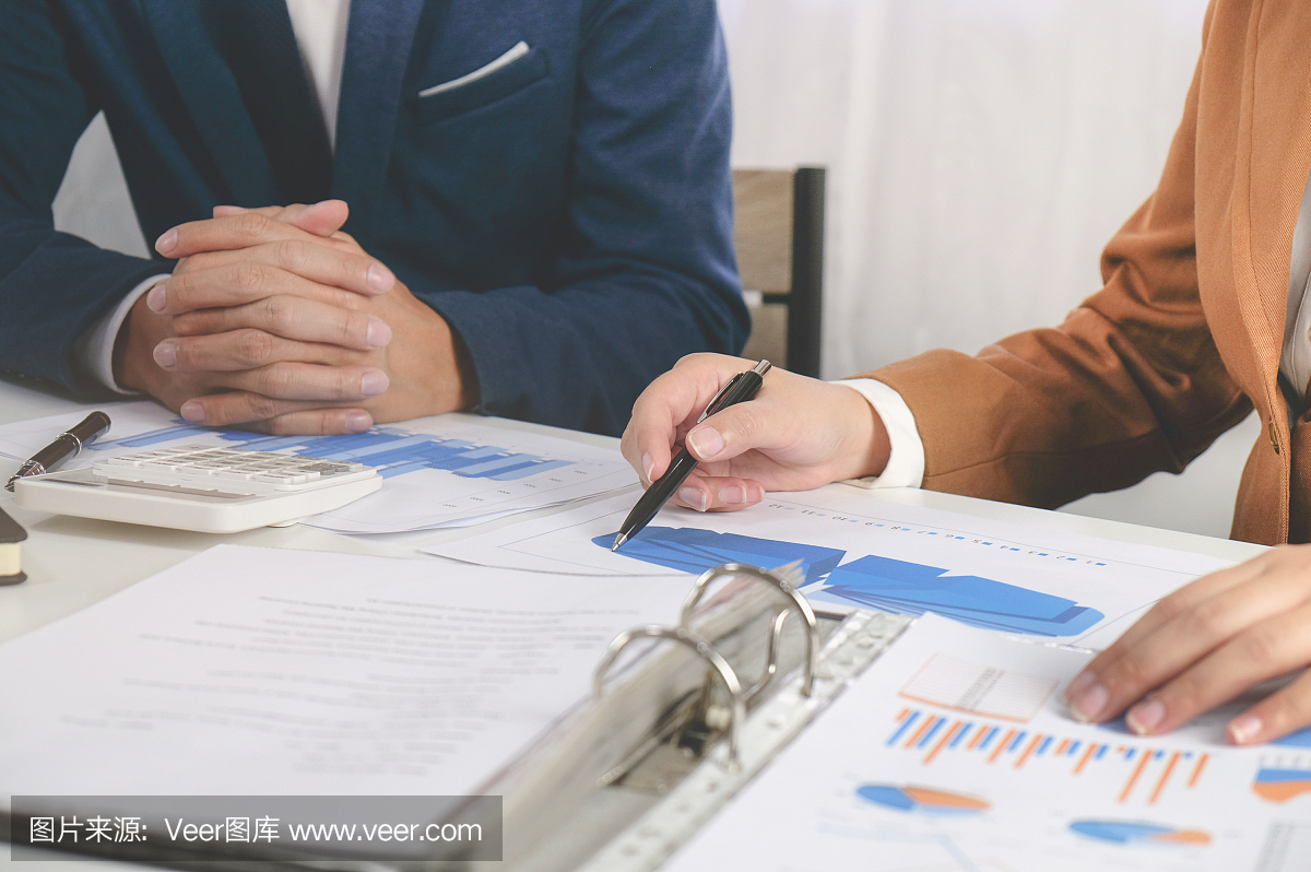 商務主管在辦公室進行業績銷售的咨詢談判會議。